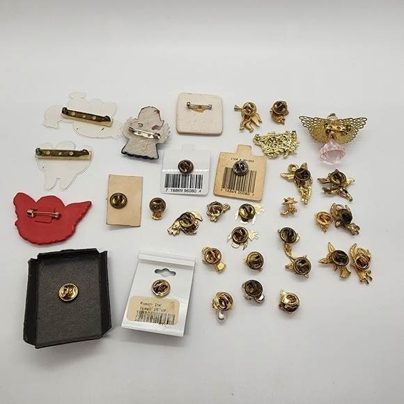 Vtg bulk Lot of 33 resellers Angel cupid Cherub pinback pin lapel brooch - Picture 2 of 12